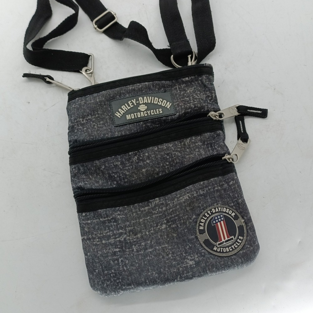 Harley-Davidson Gray Black Crossbody Travel Bag   Multi-Pocket Messenger Bag b5